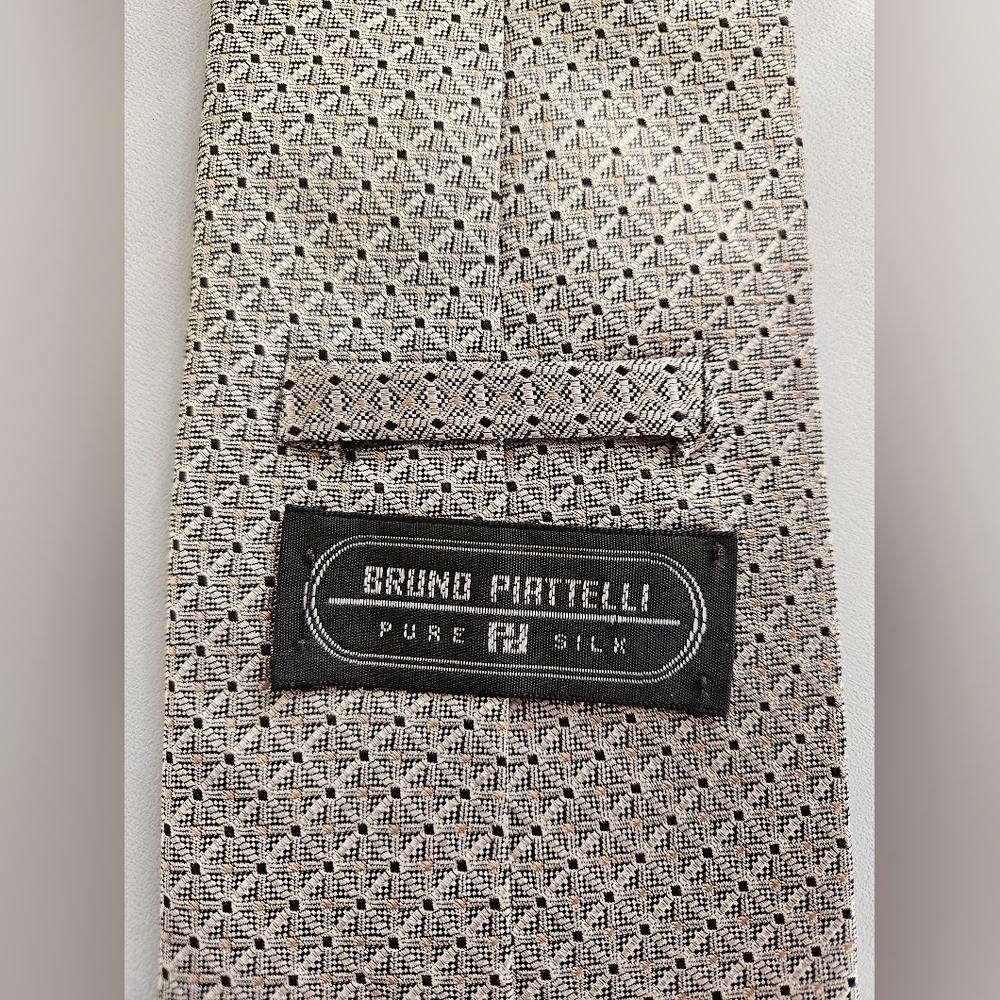 BRUNO PIATELLI Woven Geometric Pattern Silk Tie - Picture 9 of 10